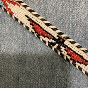 Vintage Native American Inspired Leather and Beaded Belt
